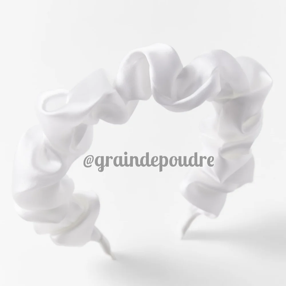 Rare! Zara Pure White Silk Ruched Bridal Headband